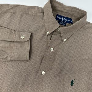 Ralph Lauren Button Down McMeel Long Sleeve Shirt Tan Plaid Sz L M2